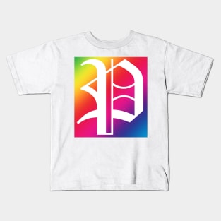 Rainbow White Letter P Kids T-Shirt